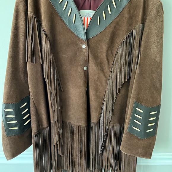 NWT VTG LARIAT Suede Leather Jacket Fringed and beaded Western 2XL RARE! Indian - Picture 8 of 11